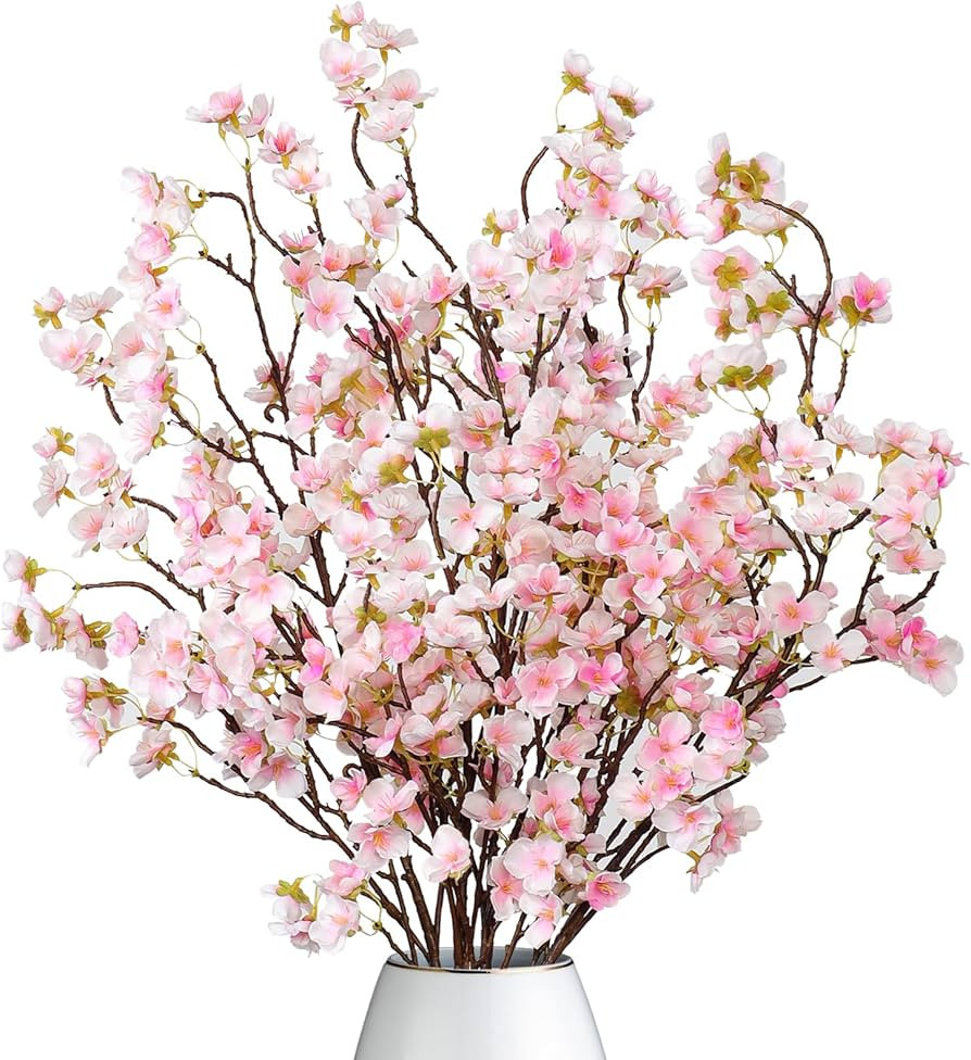 Dremisland 4Pack Artificial Cherry Blossom Flowers 39.3in Faux Cherry Blossom Branches Silk Flowe... | Amazon (US)