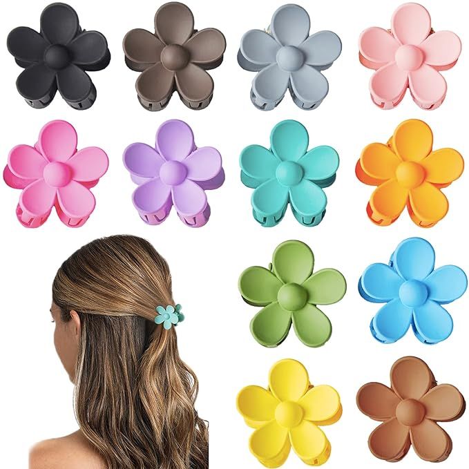 12 Pack Small Flower Hair Claw Clips for Kids Girls, Tiny Hair Clips for Thin Thick Hair,1.37 Inc... | Amazon (US)