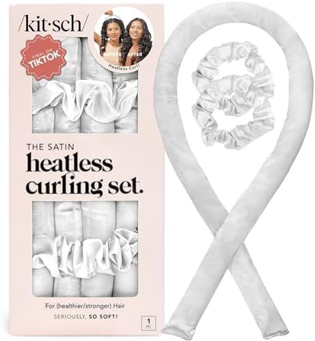 Kitsch Satin Heatless Curling Set – Heatless Curls Overnight with 34" Hair Curler & 2 Satin Scr... | Amazon (US)