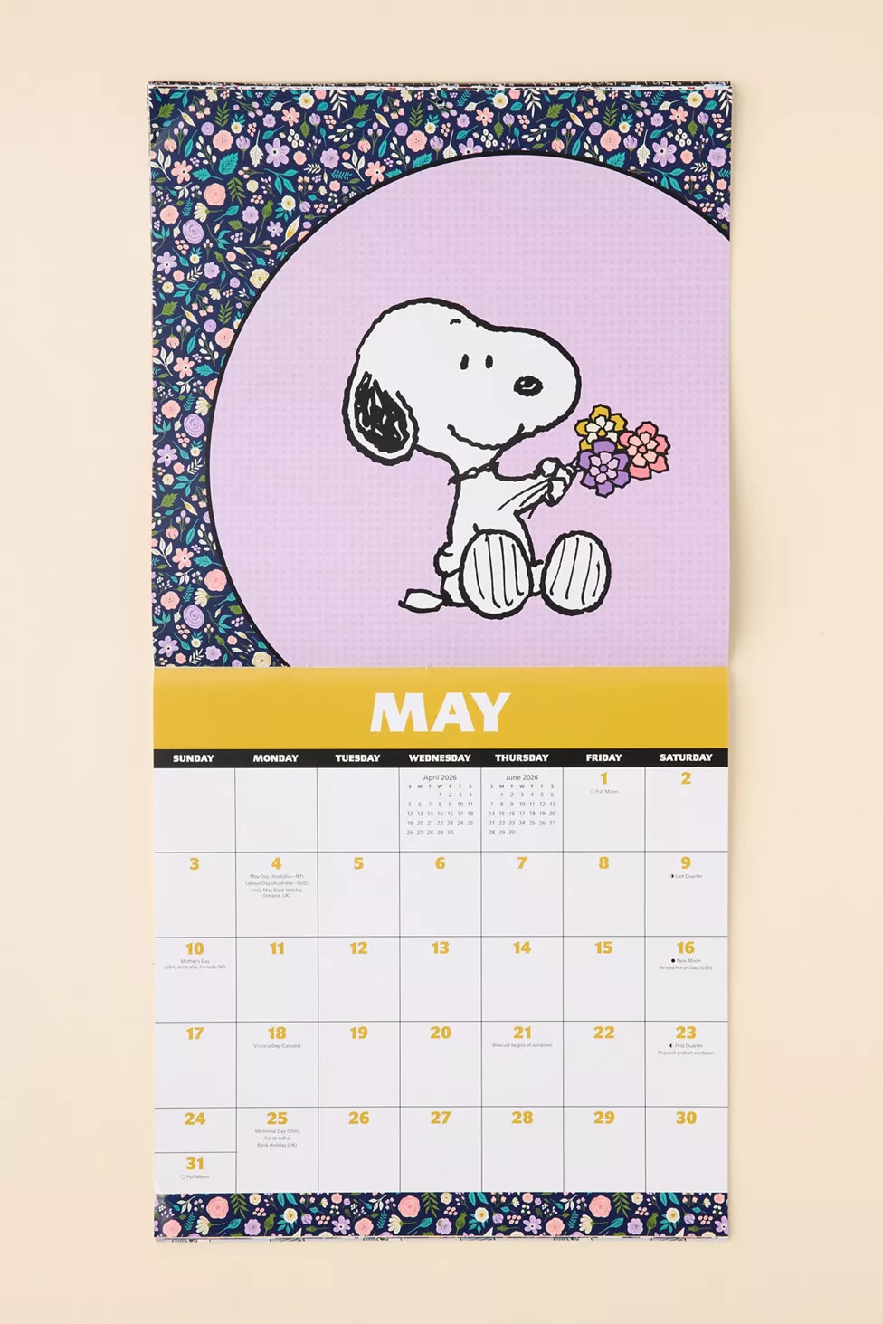 Peanuts Snoopy 2026 Wall Calendar | Urban Outfitters (US and RoW)