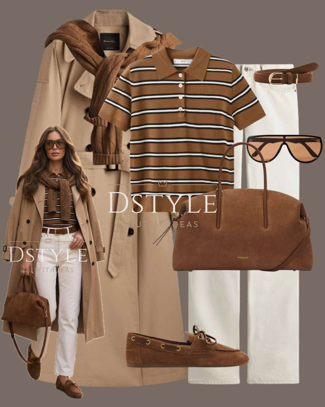 Effortlessly chic transitional outfit.

Shop the Look:
Classic Trench Coat: A must-have layering piece for elevated spring style.

Striped Knit Polo: Add a coastal-chic vibe with this structured brown and white top.

White Slim-Straight Jeans: The perfect base for bright, clean neutral outfits.

Suede Accessories: Complete the look with a luxury suede handbag and comfortable loafers.

Knit Shoulder Drape: The ultimate styling hack for added dimension and warmth.

tags: Preppy Style, Trench Coat Outfit, Quiet Luxury Fashion, Spring Layering, Neutral Capsule Wardrobe, White Denim Outfit. 

 #LTKootd #LTKWorkwear