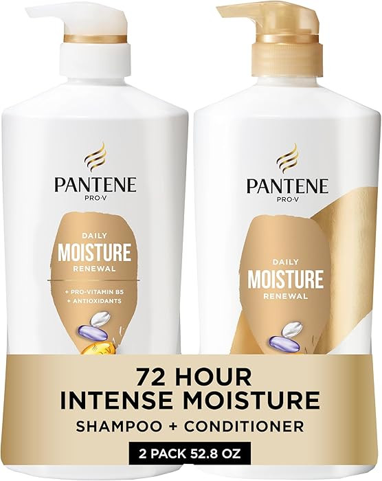 Pantene Shampoo & Conditioner Set, Daily Moisture Renewal - Pro-V Nutrients for Dry, Color-Treate... | Amazon (US)