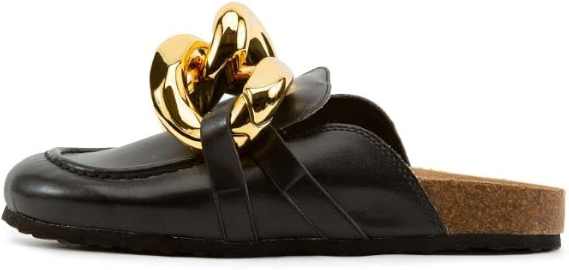 Cape Robbin Colinda Black Slip On Big Buckle Gold Slide Mule Flat Slip On Sandal | Amazon (CA)