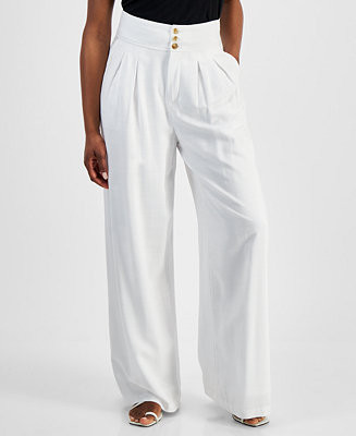 Bar III Petite High Rise Pleat-Front Wide Leg Pants, Created for Macy's - Macy's | Macy's
