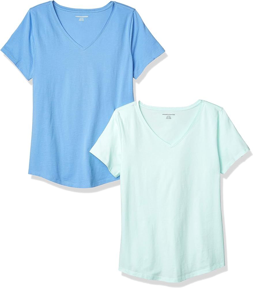 Amazon Essentials Women's 2-Pack Classic-Fit 100% Cotton Short-Sleeve V-Neck T-Shirt | Amazon (US)