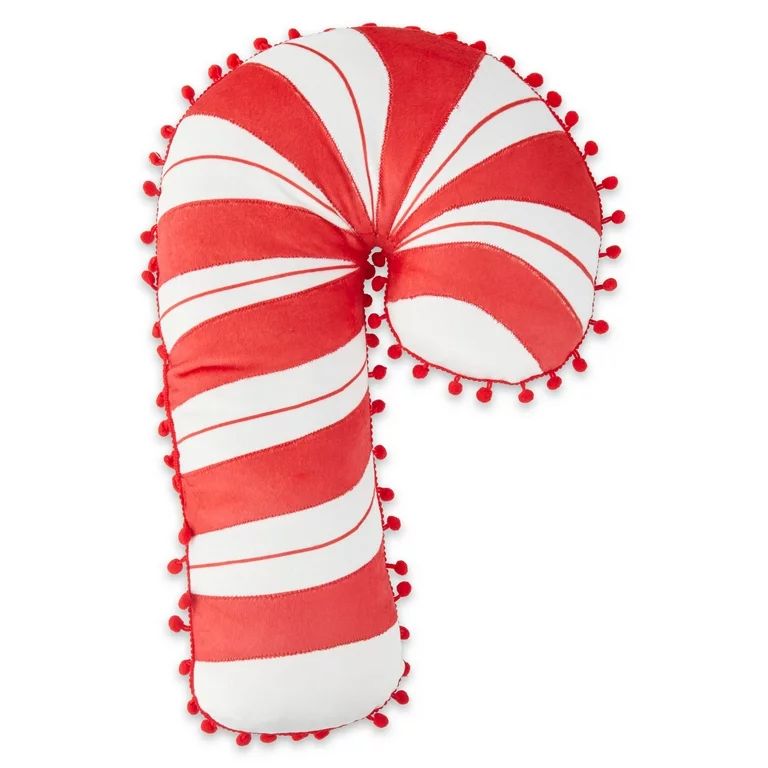 Holiday Time Christmas 15 inch Red and White Candy Cane Decorative Pillows Plush, 2-pack | Walmart (US)