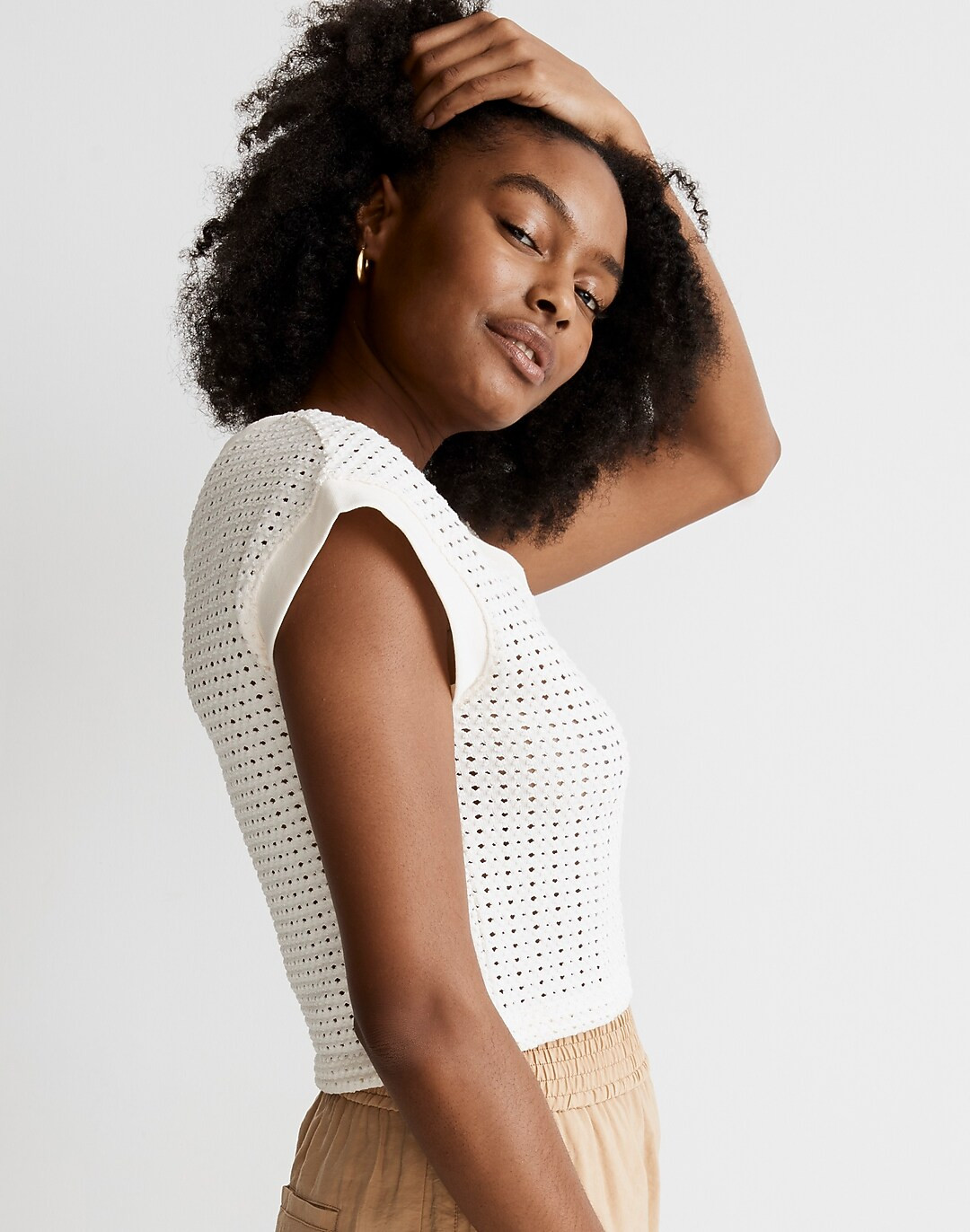 Knit Mesh V-Neck Crop Tee | Madewell