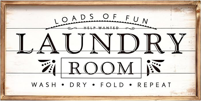 Large Laundry Sign for Laundry Decor, Loads of Fun Laundry Room Wooden Sign, 24 x 12 Inches Wood ... | Amazon (US)