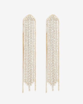 Rhinestone Fringe Arrow Drop Earrings | Express