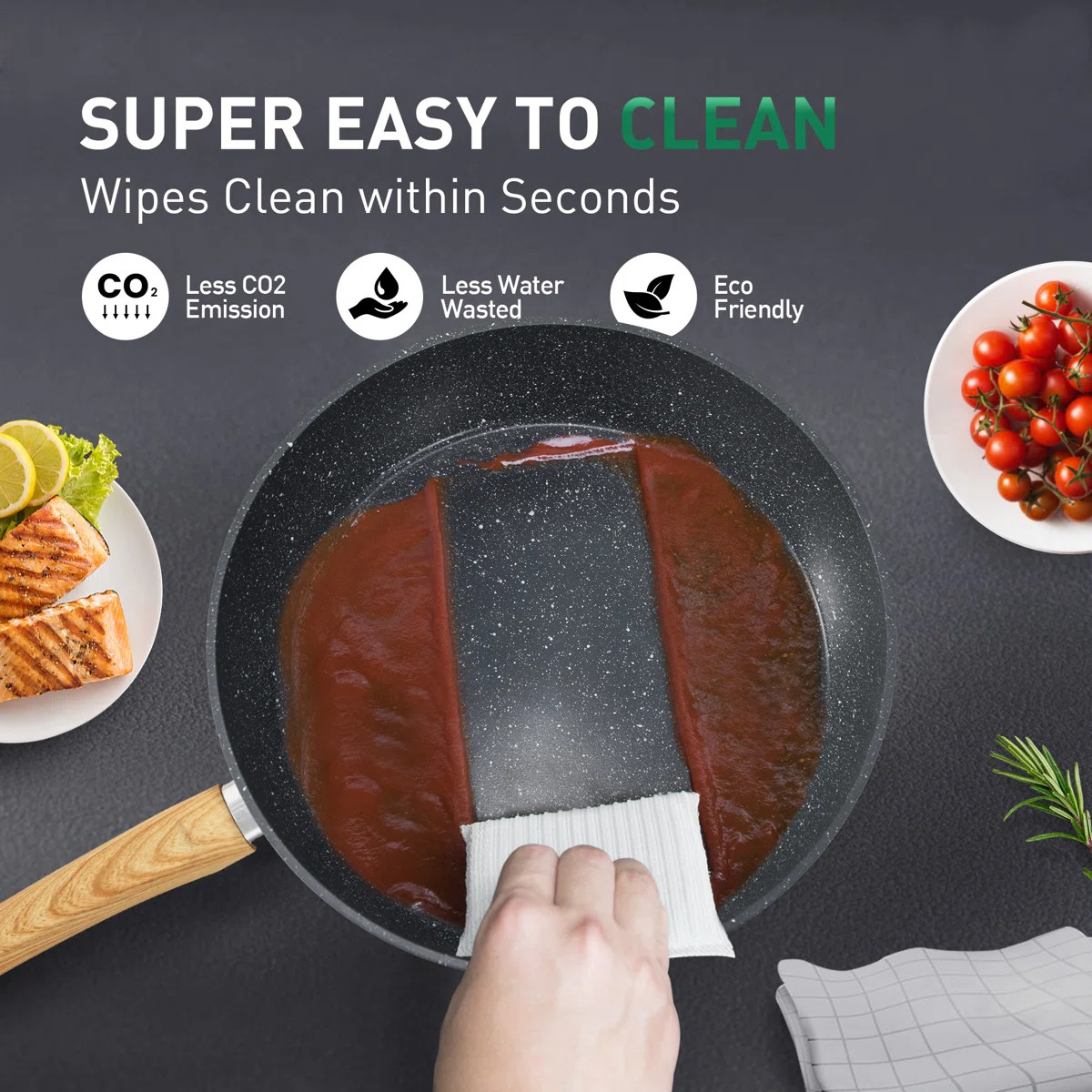 12 Piece Granite Black Nonstick kitchen Cookware Induction Pots and Pans Set | Wayfair North America