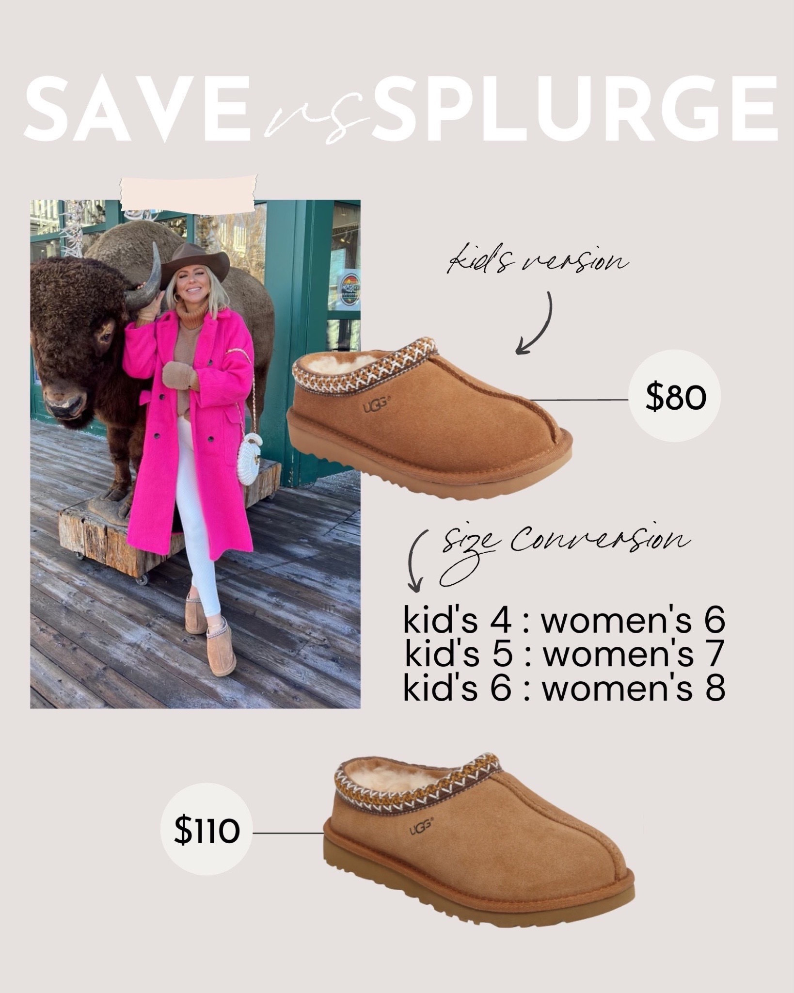 Ugg sizes kid compared women's sale