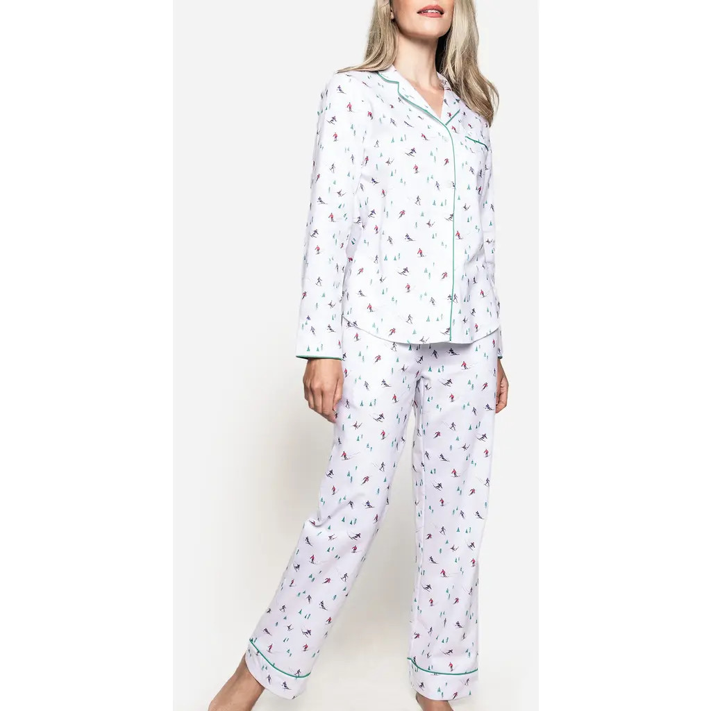 Petite Plume Après Ski Cotton Pajamas in White at Nordstrom, Size X-Small | Nordstrom