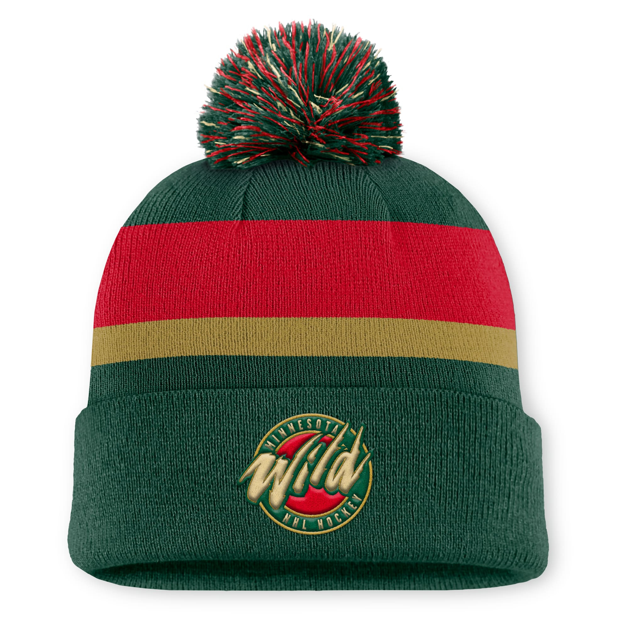 Men's Minnesota Wild  Fanatics Green 25th Anniversary Alternate Authentic Pro Cuffed Pom Knit Hat | NHL Shop