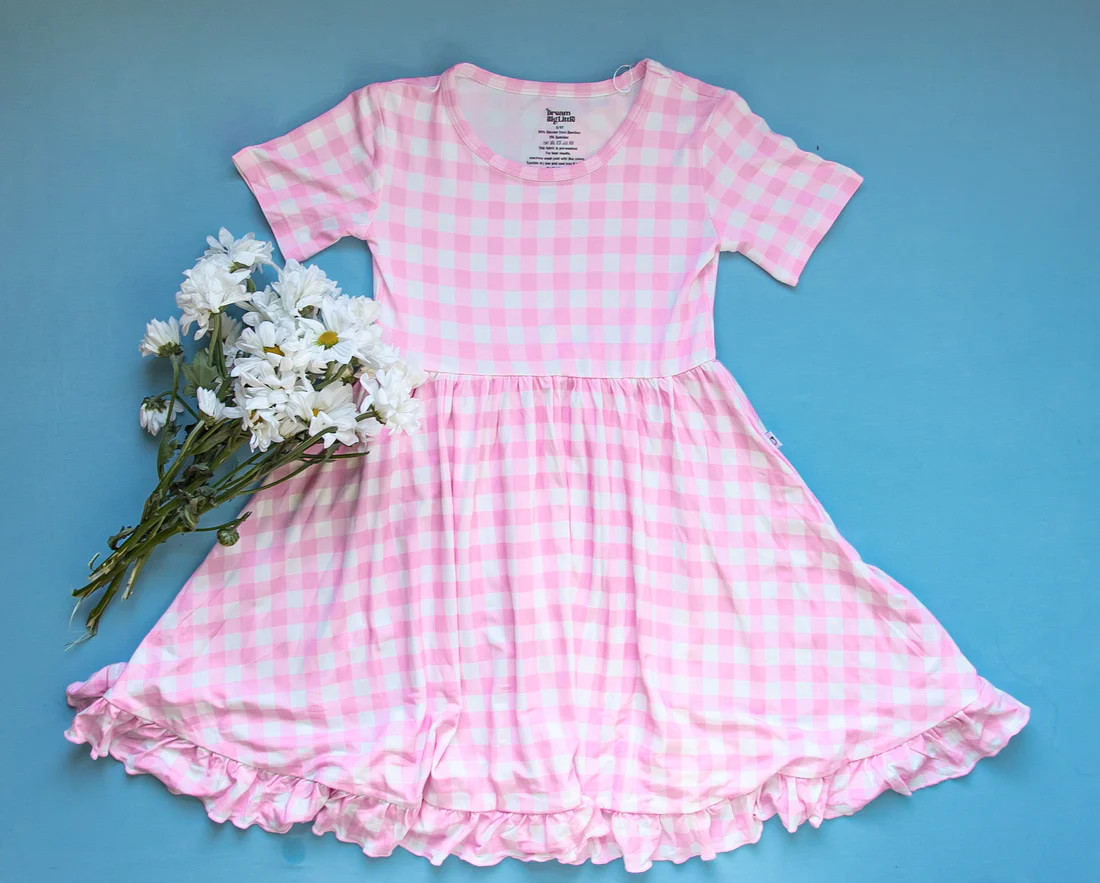 TAFFY PINK GINGHAM DREAM RUFFLE DRESS | Dream Big Little Co.