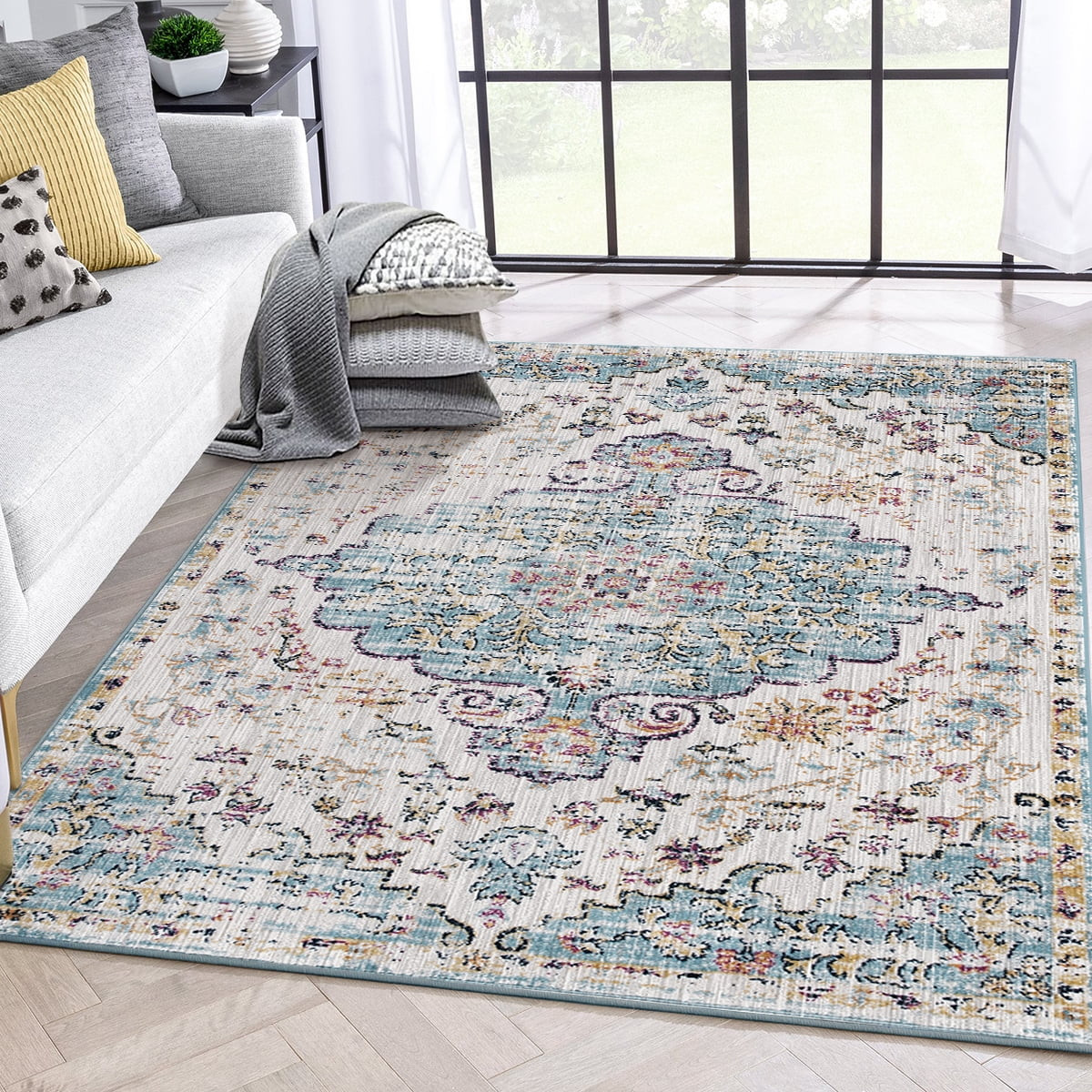 Snailhome Vintage Rugs for Living Room, Traditional Floral Area Rug, Soft & Durable Indoor Carpet... | Walmart (US)