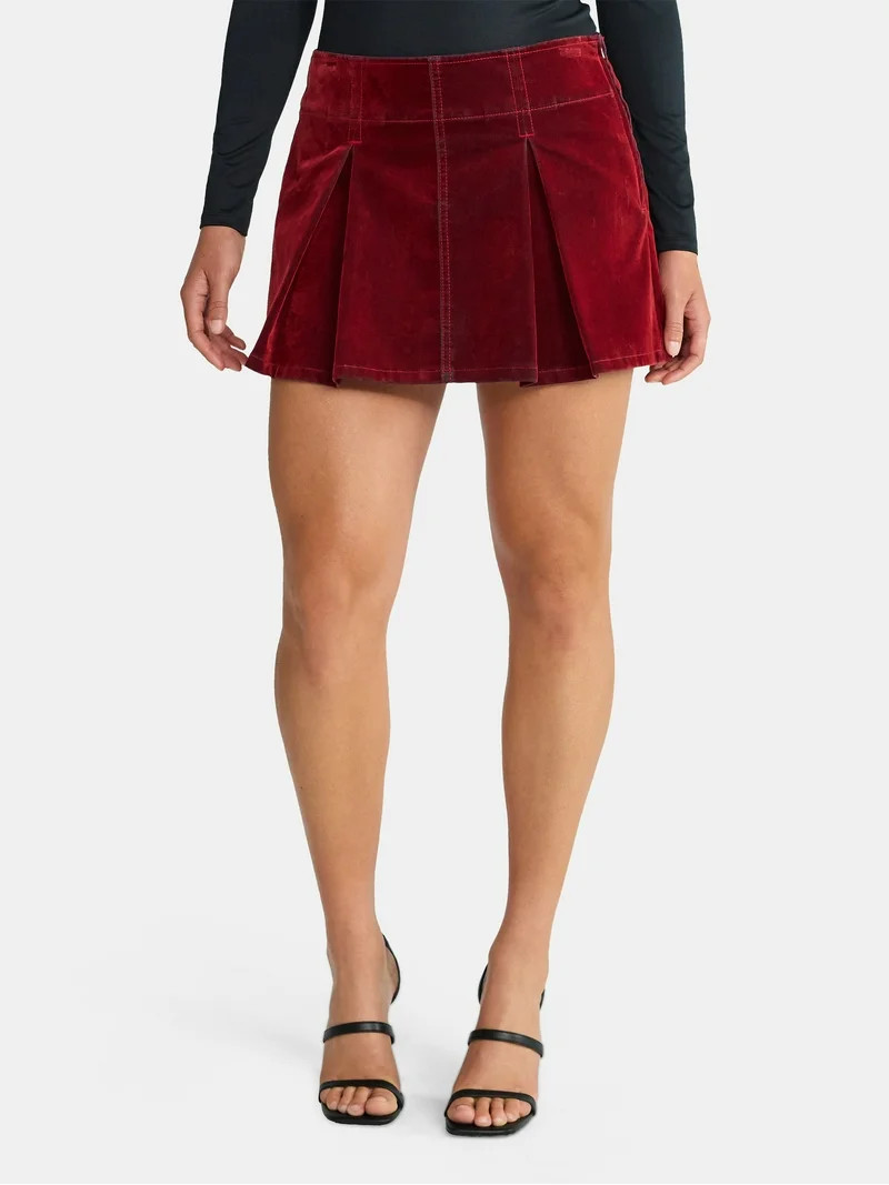 Madden NYC Women's Flocked Pleated Mini Skort, Sizes XXS-XXL | Walmart (US)