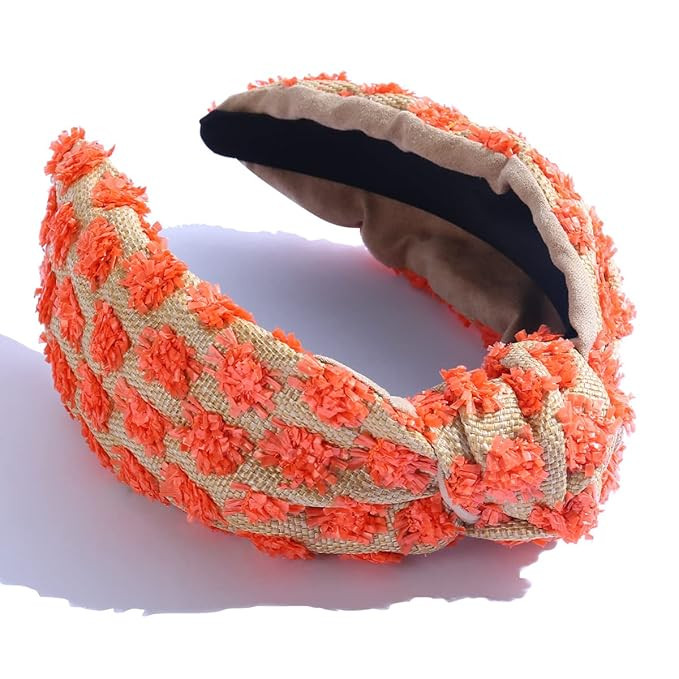 Knotted Headband Woven Wide for Women Girls Summer Red Squares Elastic Spring Fashion Holiday Hai... | Amazon (US)