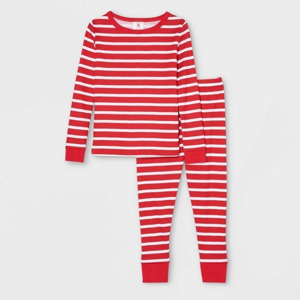 Toddler Striped 100% Cotton Tight Fit Matching Family Pajama Set - Red | Target