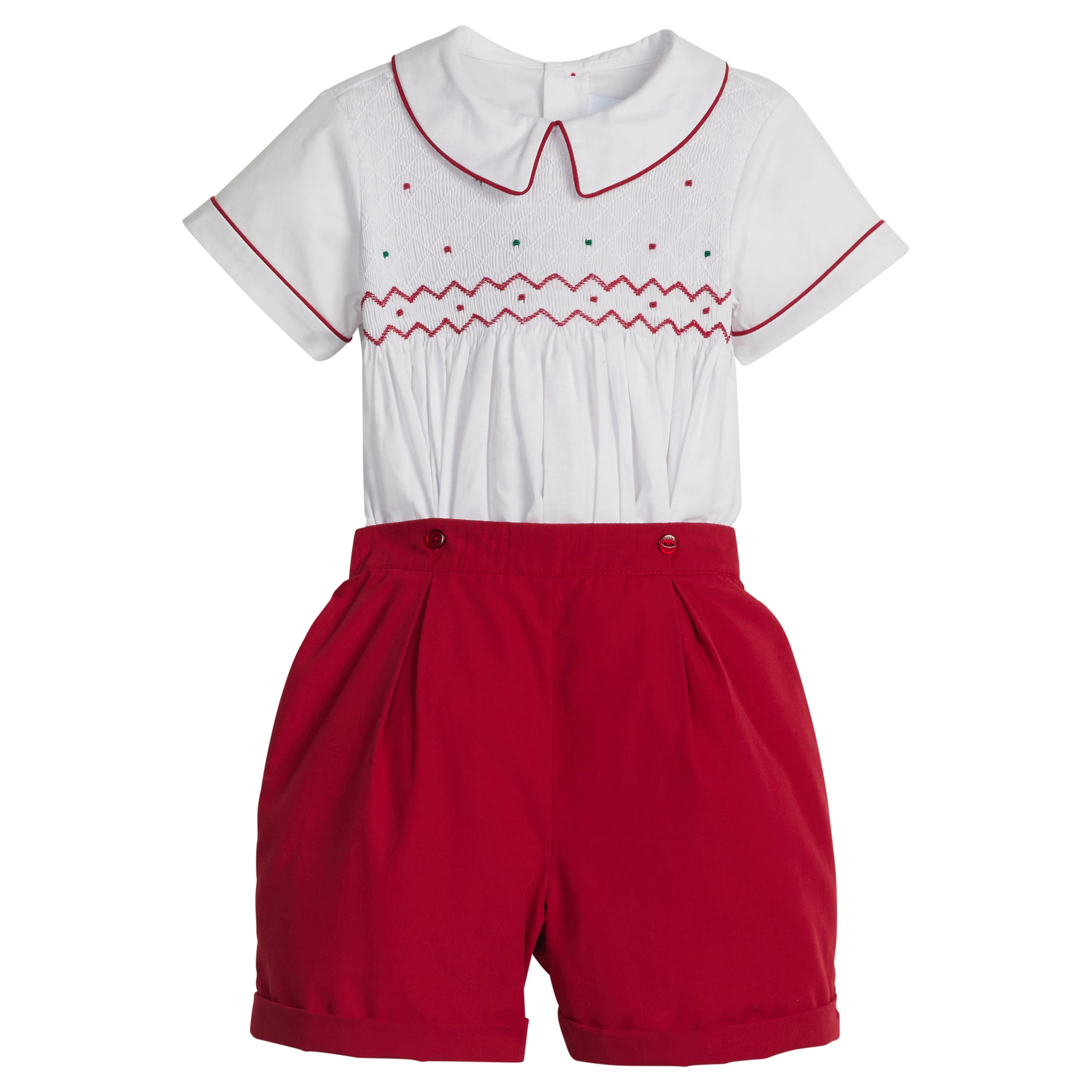 Boy's Smocked Theodore Short Set - Holiday | Little English | Little English