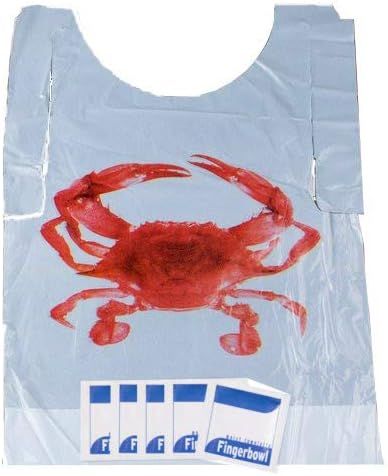 Crab Bib & Wet Wipe Bundle- 25 Disposable Bibs and 25 Moist Towelettes for Crawfish Boil, Seafood... | Amazon (US)