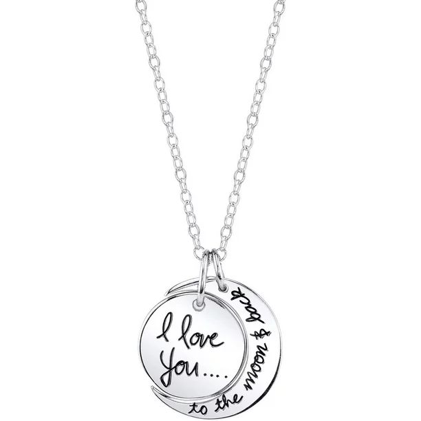 Little Luxuries Women's Sterling Silver "I Love You to the Moon & Back" Pendant Necklace, 18" | Walmart (US)