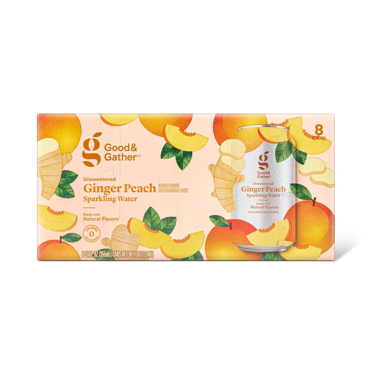 Ginger Peach Sparkling Water - 8pk/12 fl oz Cans - Good & Gather™ | Target