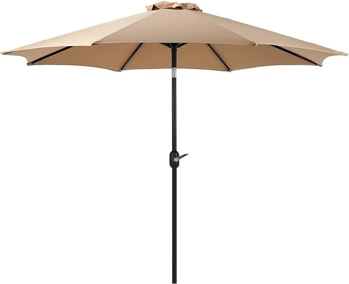DUMOS 9FT Outdoor Patio Umbrella with Push Button Tilt and Crank, Table Umbrella, 8 Sturdy Ribs W... | Amazon (US)