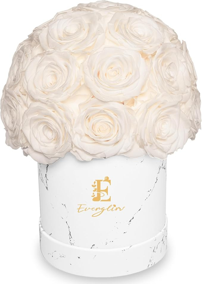 Everglim Preserved Roses Flower Box -Round 25 Piece Handcrafted, Naturally Preserved Elegance -Fl... | Amazon (US)