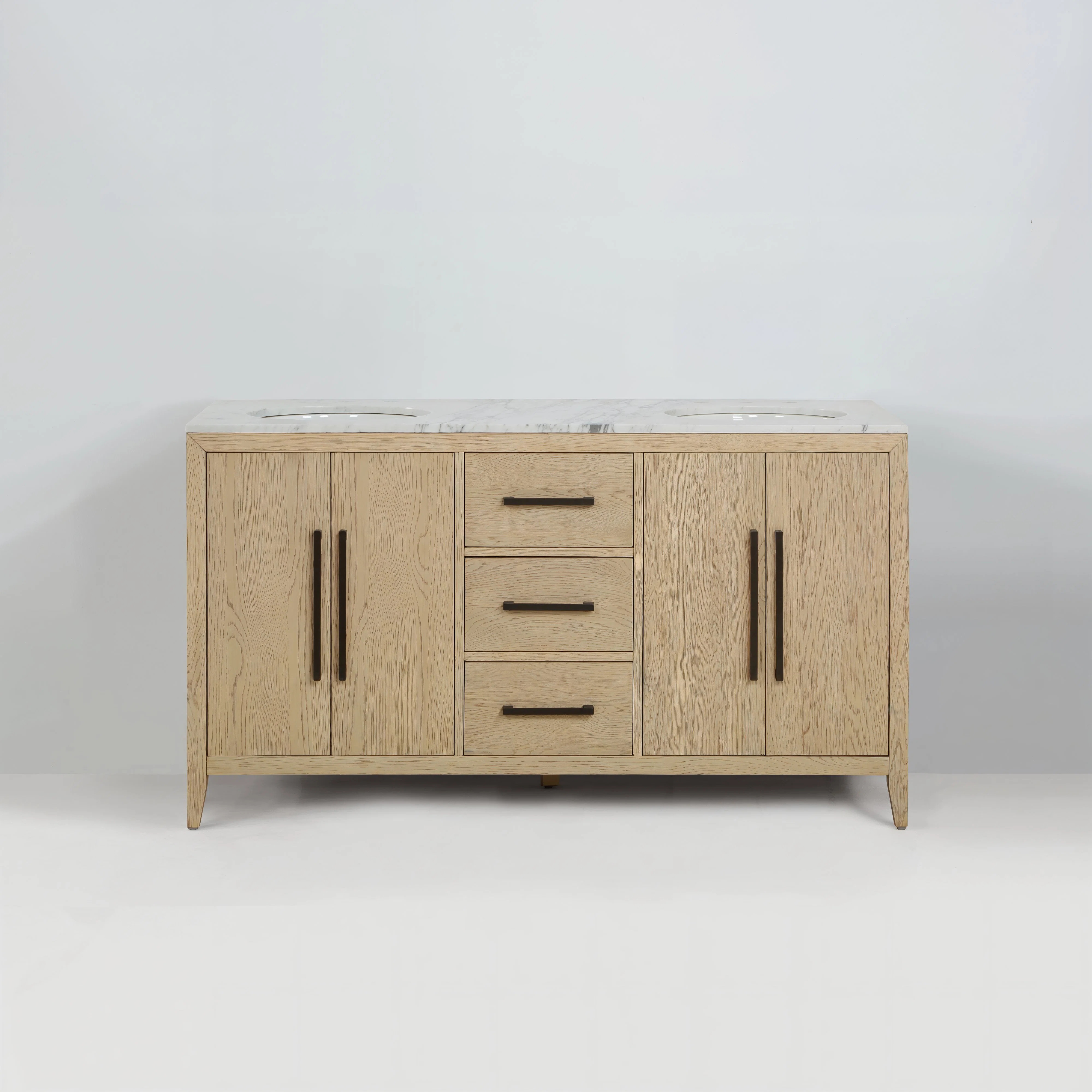 Alsup 60" Double Bathroom Vanity with Carrara Marble Top | AllModern