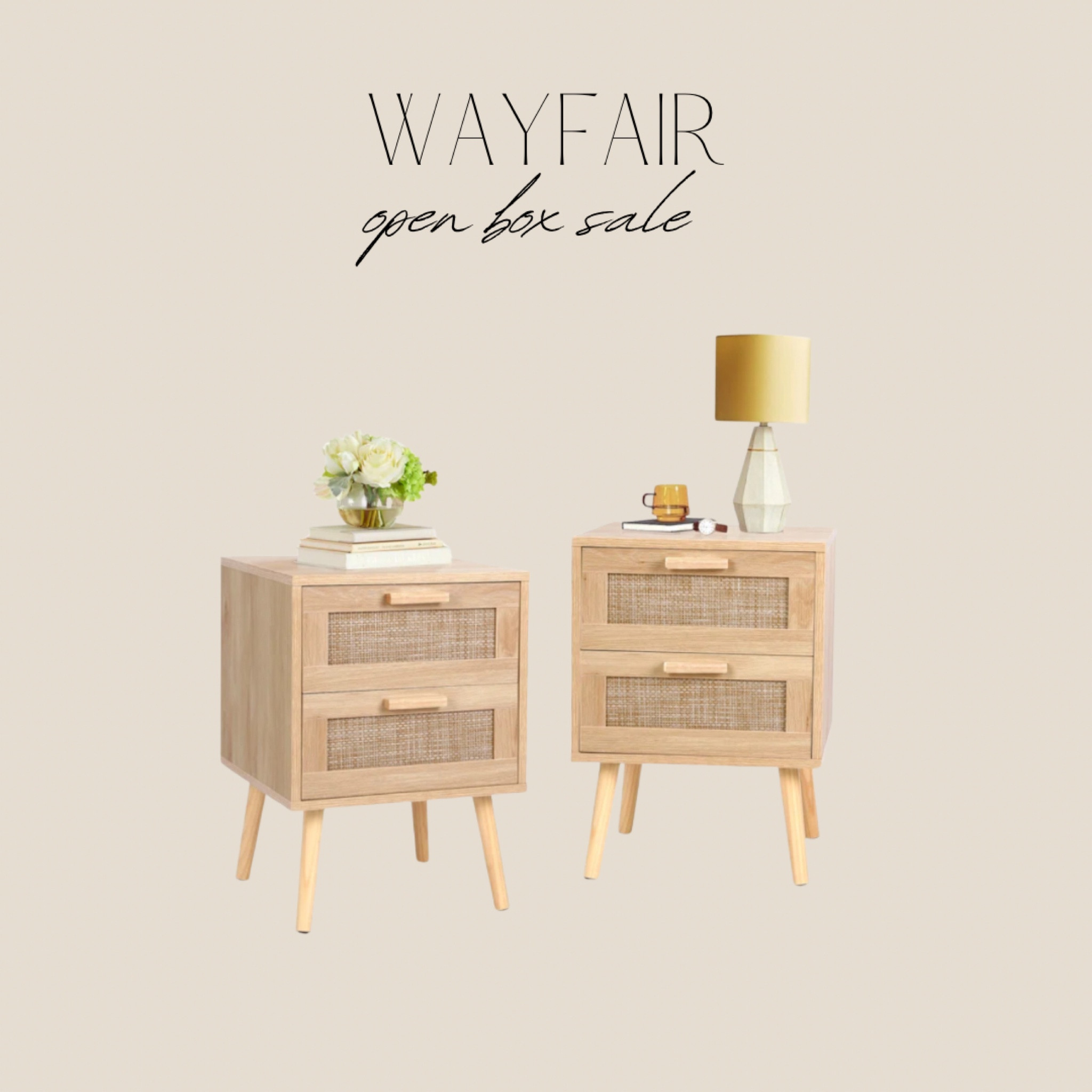 Wayfair open box deal only $160 for this set of two nightstands! great deal, trendy modern rattan style for any bedroom 

#LTKsalealert #LTKhome