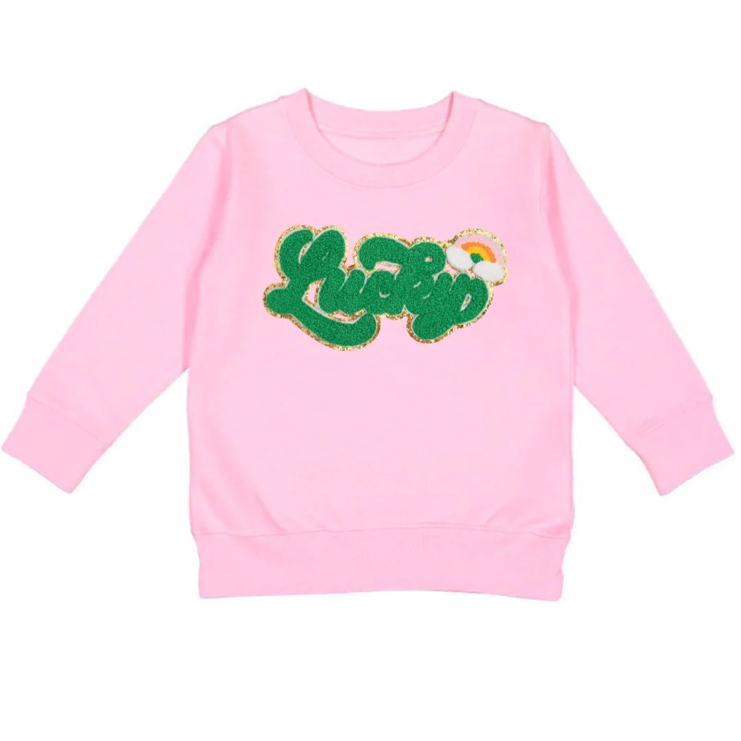 Lucky Script Patch St. Patrick's Day Sweatshirt - Pink | Sweet Wink