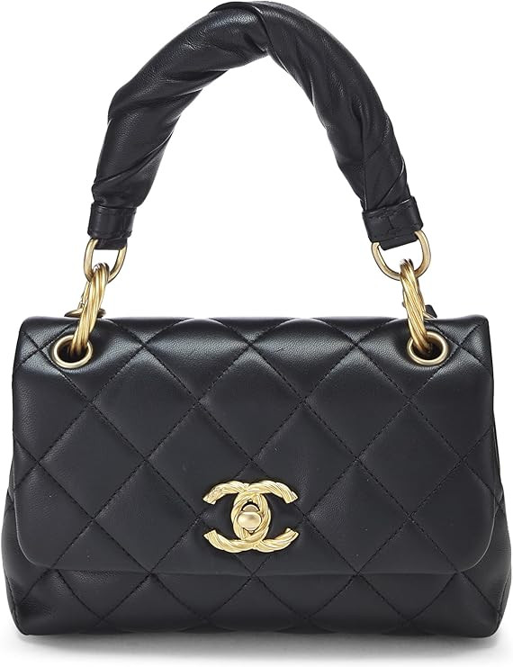 Amazon.com: Chanel, Pre-Loved Black Quilted Lambskin Top Handle Flap Bag, Black : Luxury Stores | Amazon (US)