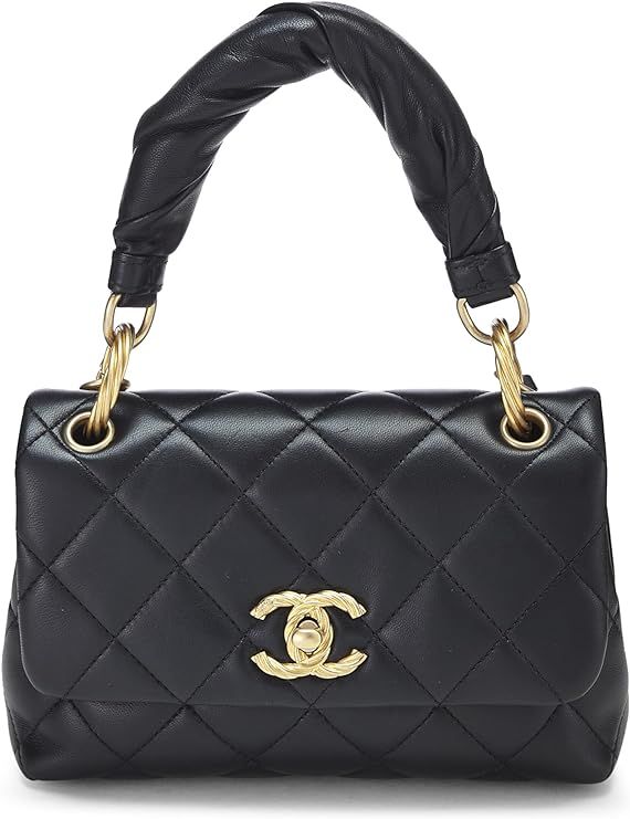 Amazon.com: Chanel, Pre-Loved Black Quilted Lambskin Top Handle Flap Bag, Black : Luxury Stores | Amazon (US)
