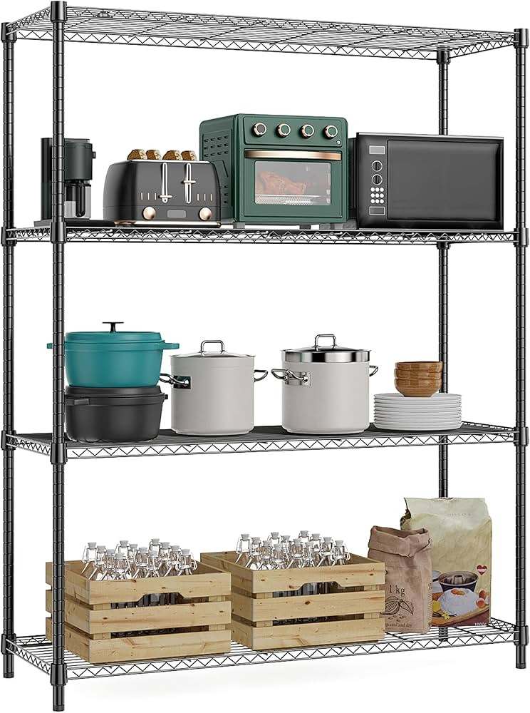 1400 lbs 4 Tier Storage Rack Metal Wire Shelving Unit, Storage Standing Household Shelf Organizer... | Amazon (US)