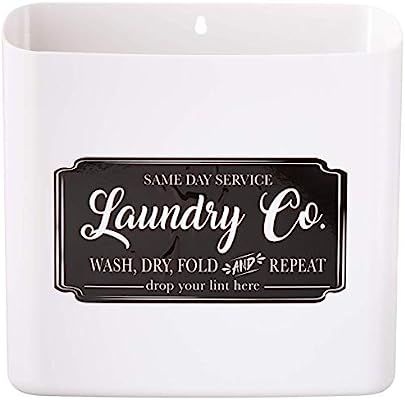 Farmhouse Laundry Room Decor Lint Bin Trash Can - Includes Wall or Magnetic Mount Accessories Wit... | Amazon (US)