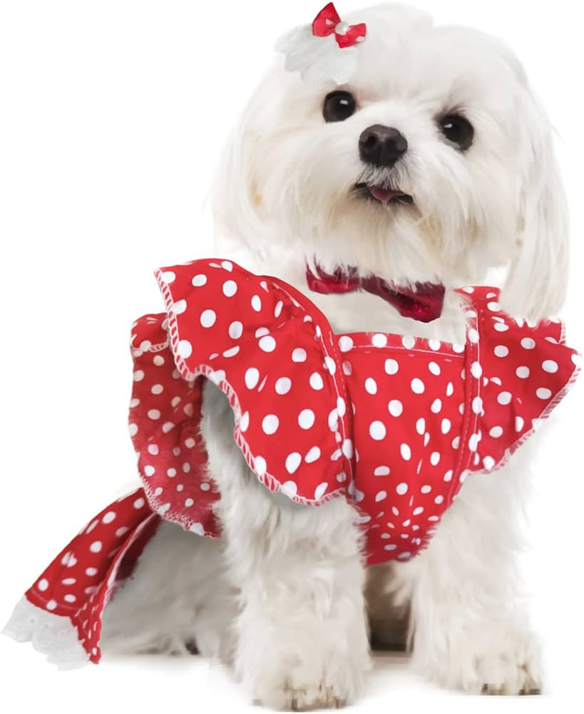 Dog Dress for Small Dogs Girl Chihuahua Yorkies Female Dog Clohtes Pet Polka Dot Sundress Puppy T... | Amazon (US)