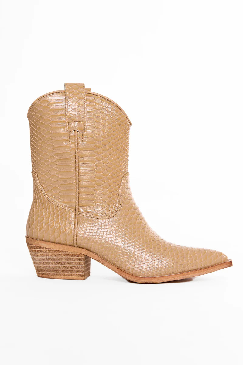 BuddyLove X Shushop | Zou Zou Booties | Taupe Snake | BuddyLove