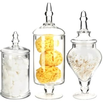 Diamond Star Clear Glass Apothecary Jars, Candy Buffet Display, Elegant Storage Jar, Decorative Wedd | Amazon (US)