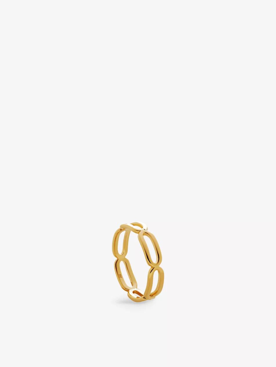 Paperclip recycled 18ct yellow gold-plated vermeil sterling-silver stacking ring | Selfridges