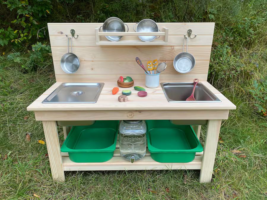 Mud Kitchen Play Station - Double Sink with Back Wall | Etsy (US)