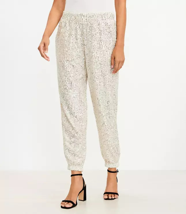 Petite Sequin Jogger Pants | LOFT
