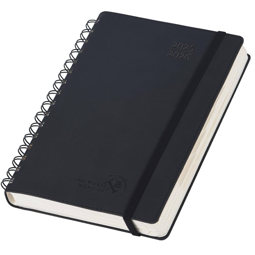 POPRUN Daily Planner 2025-2026 One Page per Day (6'' x 8.5'') with Spiral Bound Leather Soft Cove... | Amazon (US)