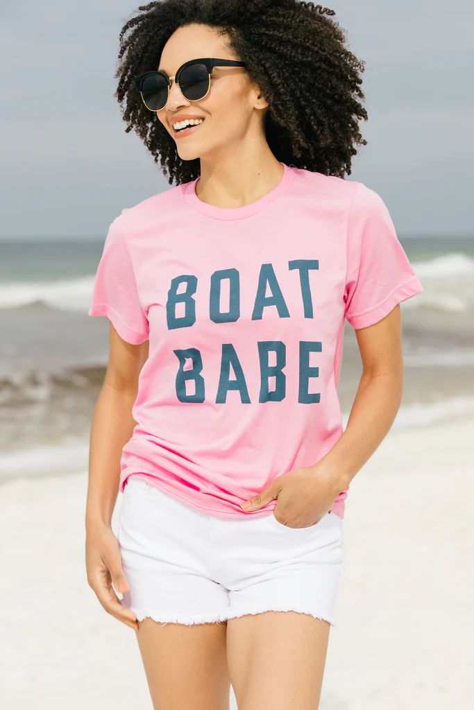 Boat Babe Bubble Gum Pink Graphic Tee | The Mint Julep Boutique