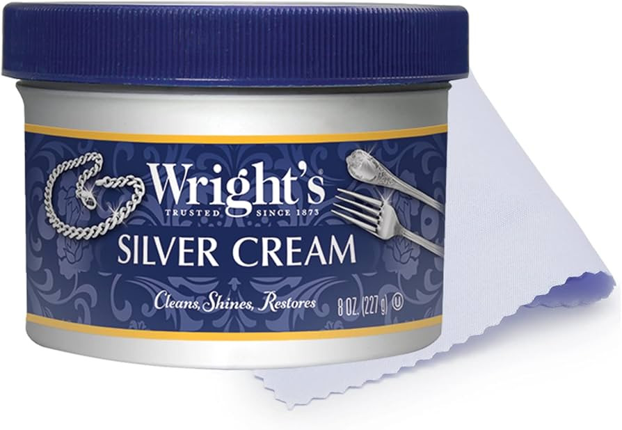 Wright's Silver Cleaner and Polish Cream - 8 Ounce with Polishing Cloth - Ammonia-Free - Gently C... | Amazon (US)