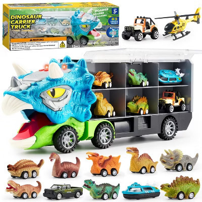 Joyfy 13-in-1 Dinosaur Toy Set, Dinosaur Transport Carrier Truck with 12 Pull-Back Cars, Dinosaur Car Playset, Birthday Gift for Kids Boys Ages 3 4 5 | Target