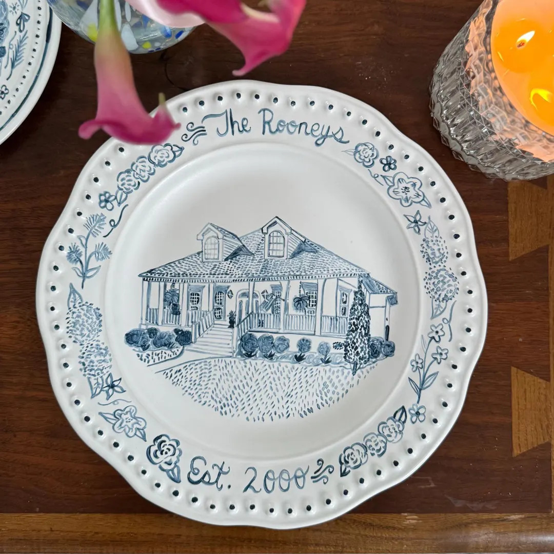 Building - Decorative Custom Hand Painted Ceramic Plate - Venue, Home, Architecture Painting - Et... | Etsy (US)