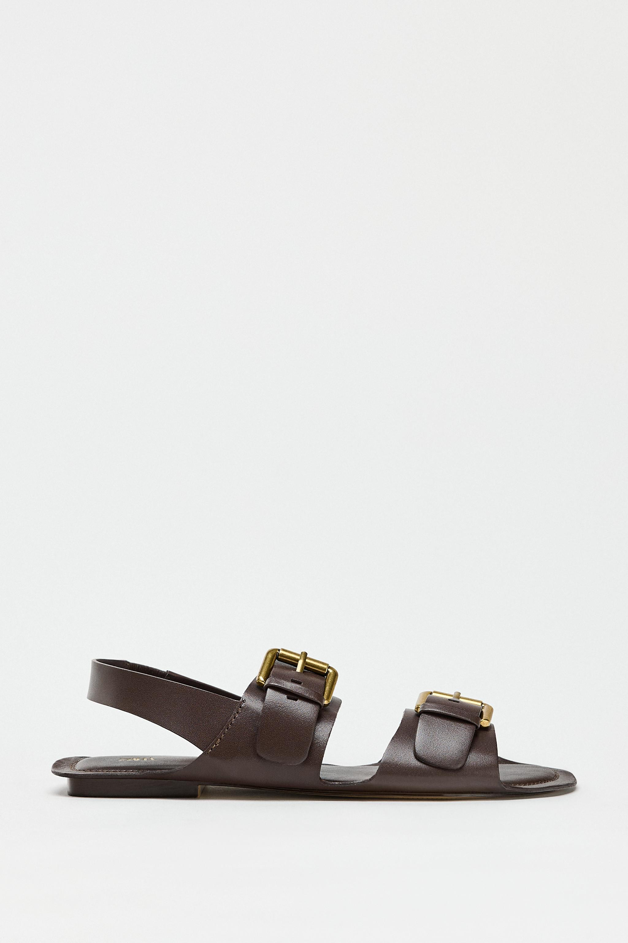 BUCKLED LEATHER SANDALS | Zara UK