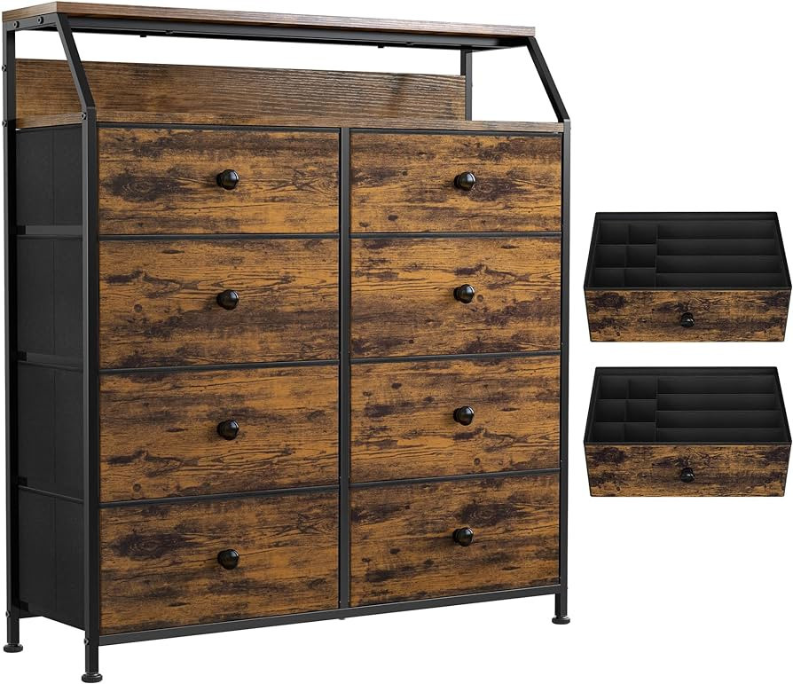 REAHOME 8 Drawer Dresser for Bedroom with Shelves Large Storage Organizer Unit for Closet Living ... | Amazon (US)