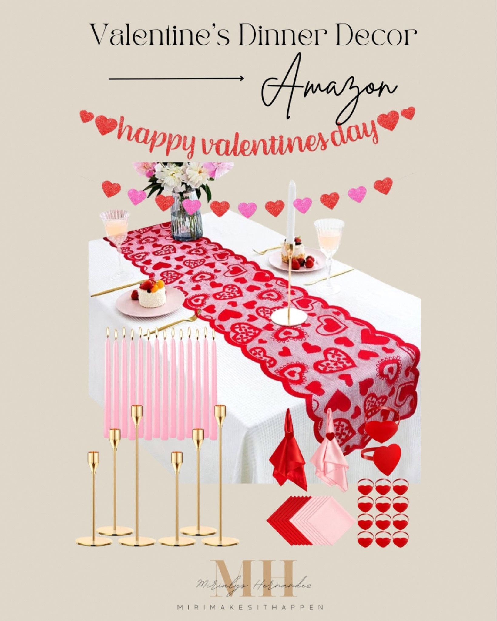 Affordable Valentine’s Day Dinner Decorations from Amazon