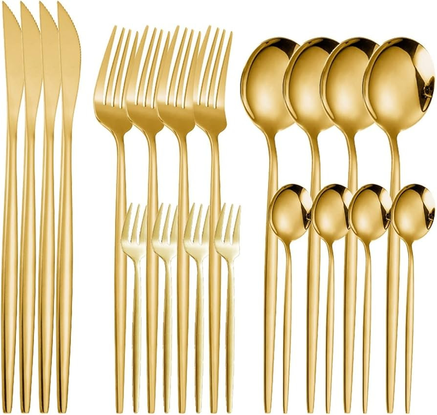 Cutlery Set Tableware Set Stainless Steel Silverware Forks Knives Spoons Dinnerware Sets For Part... | Amazon (US)